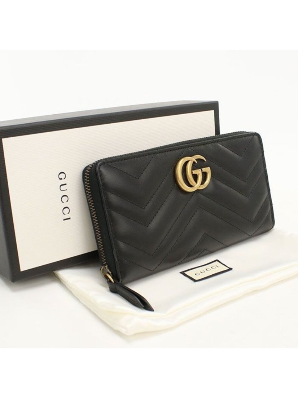 Gucci Double Wallet Zip Around Leather